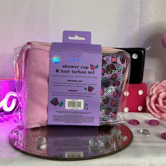 Pink Sky 2 pack Shower Cap and Hair Turban 💦🌸 - Picture 3 of 4